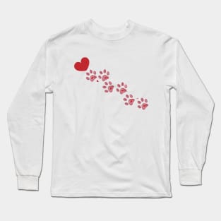 Dog paw print with hearts Long Sleeve T-Shirt